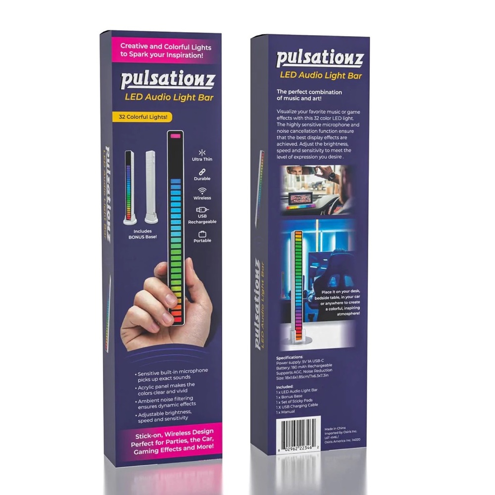 NWT Pulsationz LED Audio Light Bar | Audio Spectrum Indicator |As Seen On Social